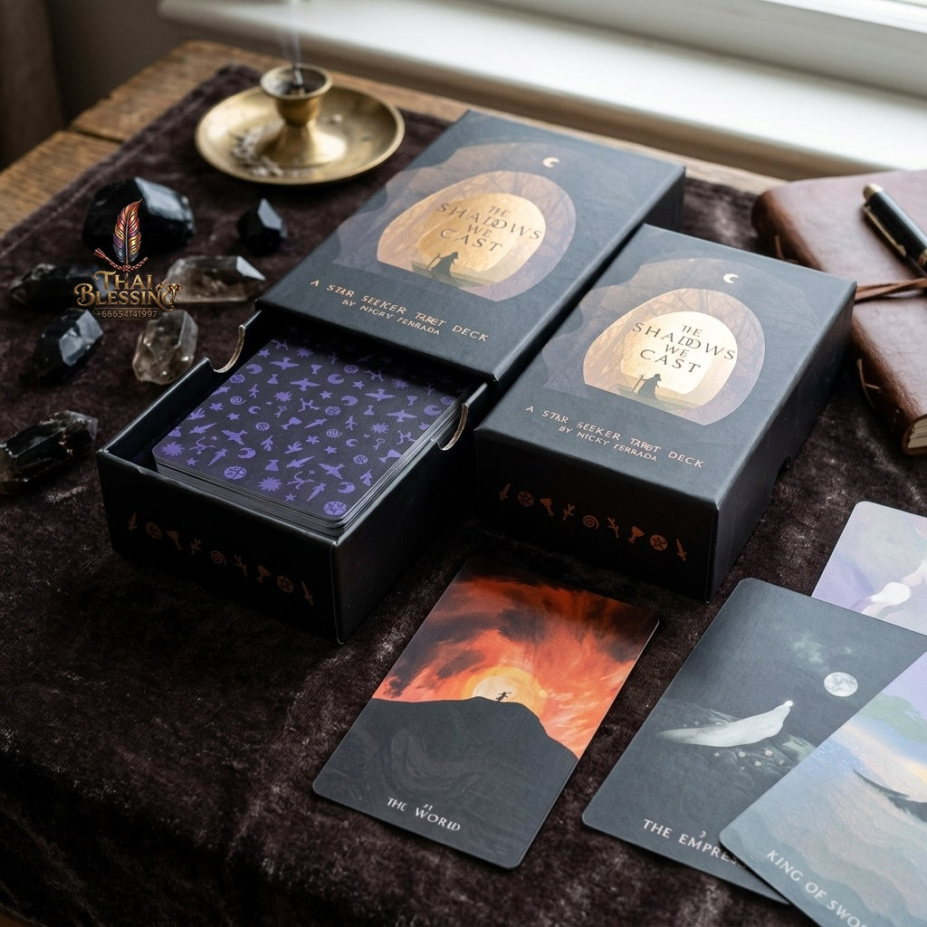 ✨ The Shadows We Cast Star Seeker Tarot Deck in Rigid Box - Atmospheric & Mystical 79-Card Set with 12x7cm Cards for Intuitive Readings and Self-Discovery