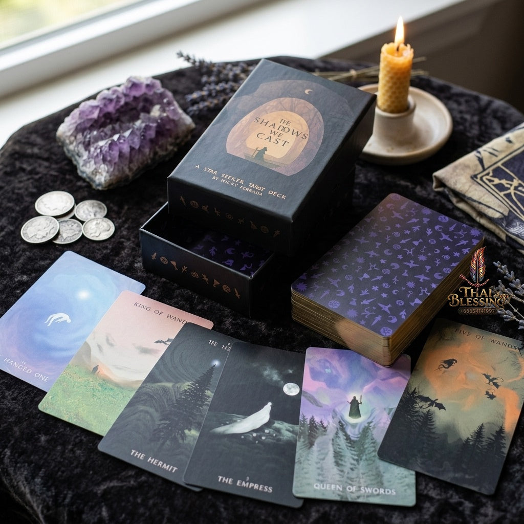 ✨ The Shadows We Cast Star Seeker Tarot Deck in Rigid Box - Atmospheric & Mystical 79-Card Set with 12x7cm Cards for Intuitive Readings and Self-Discovery