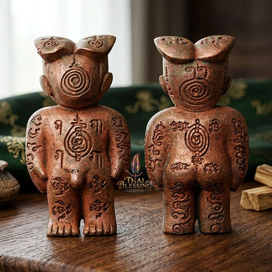 💥 KHAO OR GUARDIAN MAGNET! Ajarn Plian Hatthayanon 2020 Master-Grade Hun Payont Ai Nen Kaeo Wild Copper Guardian Effigy for Ultimate Protection, Negative Energy Defense, and Curio Collectible Heritage