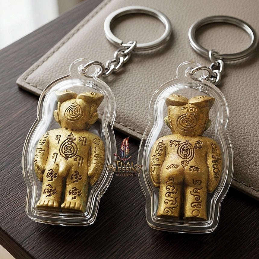 💥 KHAO OR GUARDIAN MAGNET! Hun Payont Ai Nen Kaeo Golden Brass Guardian Effigy for Ultimate Protection, Negative Energy Defense, and Curio Collectible Heritage
