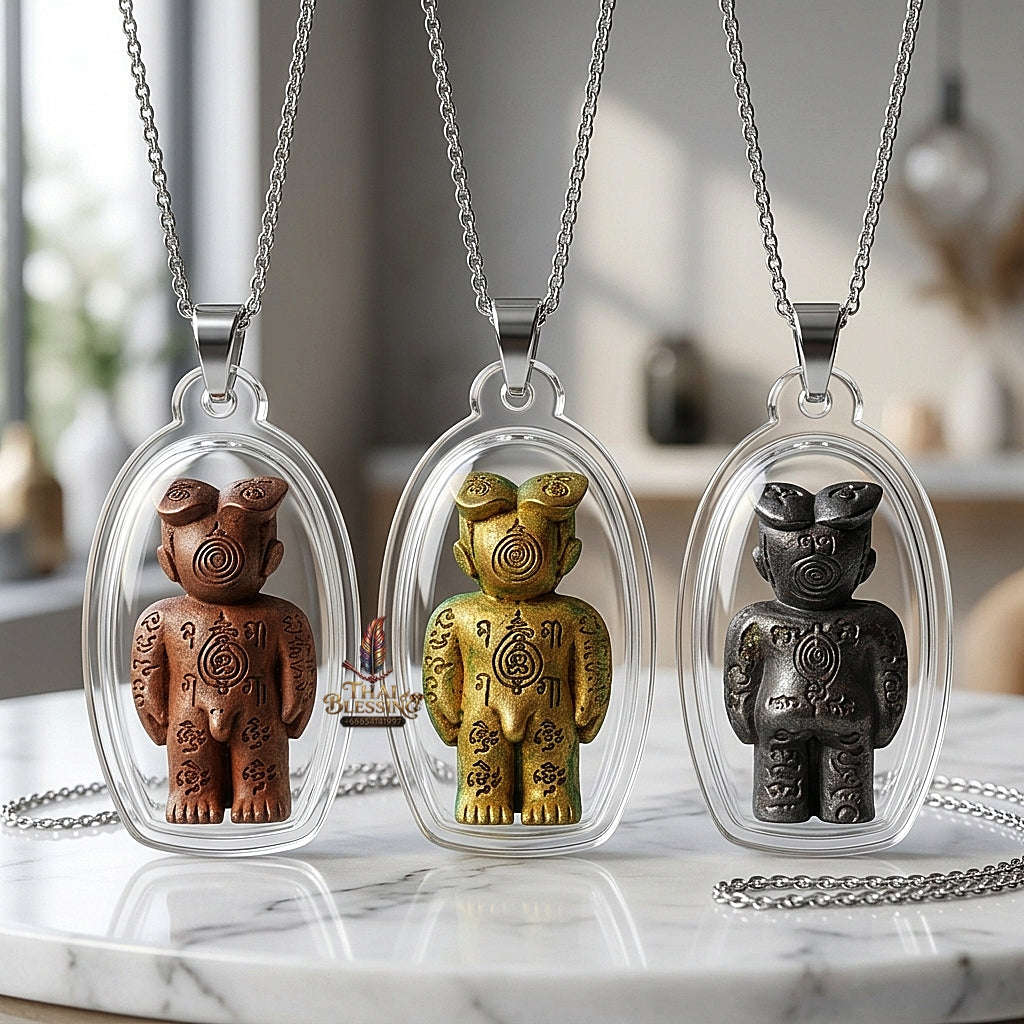 💥 KHAO OR GUARDIAN MAGNET! Hun Payont Ai Nen Kaeo Golden Brass Guardian Effigy for Ultimate Protection, Negative Energy Defense, and Curio Collectible Heritage