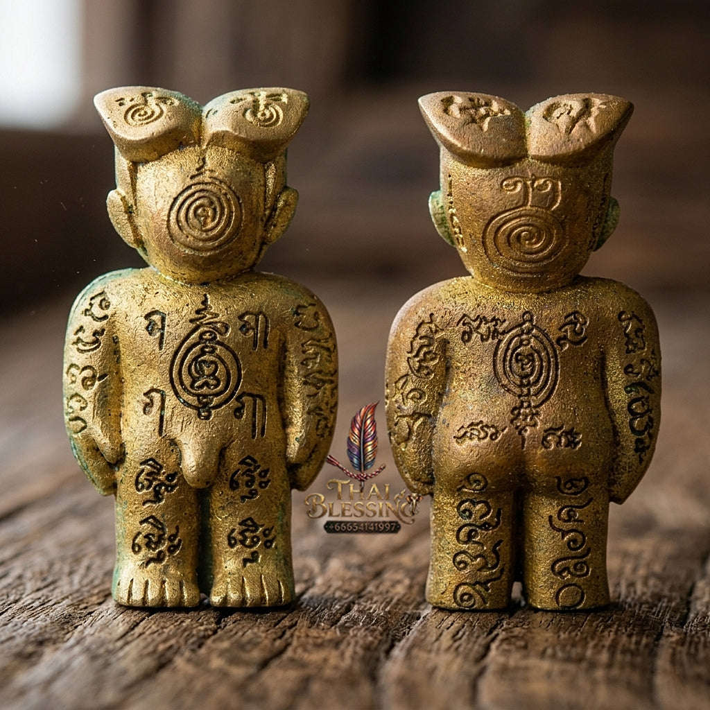 💥 KHAO OR GUARDIAN MAGNET! Hun Payont Ai Nen Kaeo Golden Brass Guardian Effigy for Ultimate Protection, Negative Energy Defense, and Curio Collectible Heritage