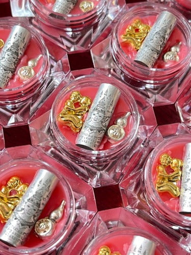 Sacred "Seepueng Phra Lak Nha Thong" (Golden Face Phra Lak) Metta Wax  for Irresistible Seduction, Eloquent Speech, and Wealth Attraction