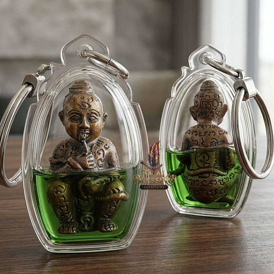 💥 ETERNAL SUSTENANCE MAGNET! Kuman Dut Rok Placenta-Sucking Child Spirit in Sacred Oil for Abundant Wealth, Business Success, and Curio Collectible Heritage