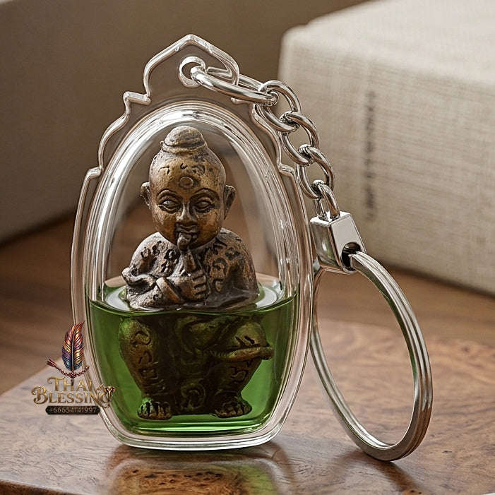 💥 ETERNAL SUSTENANCE MAGNET! Kuman Dut Rok Placenta-Sucking Child Spirit in Sacred Oil for Abundant Wealth, Business Success, and Curio Collectible Heritage