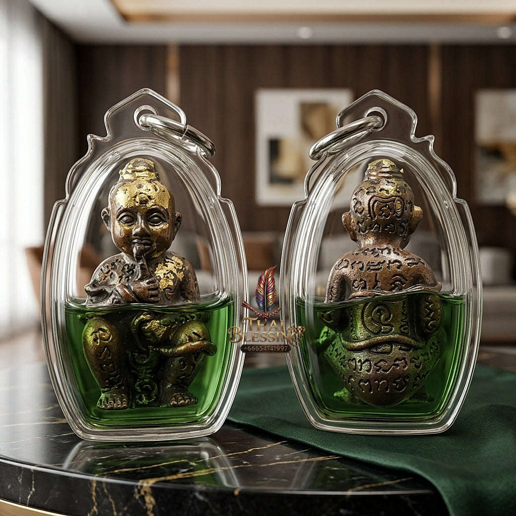 💥 ETERNAL SUSTENANCE MAGNET! Kuman Dut Rok Placenta-Sucking Child Spirit in Sacred Oil for Abundant Wealth, Business Success, and Curio Collectible Heritage