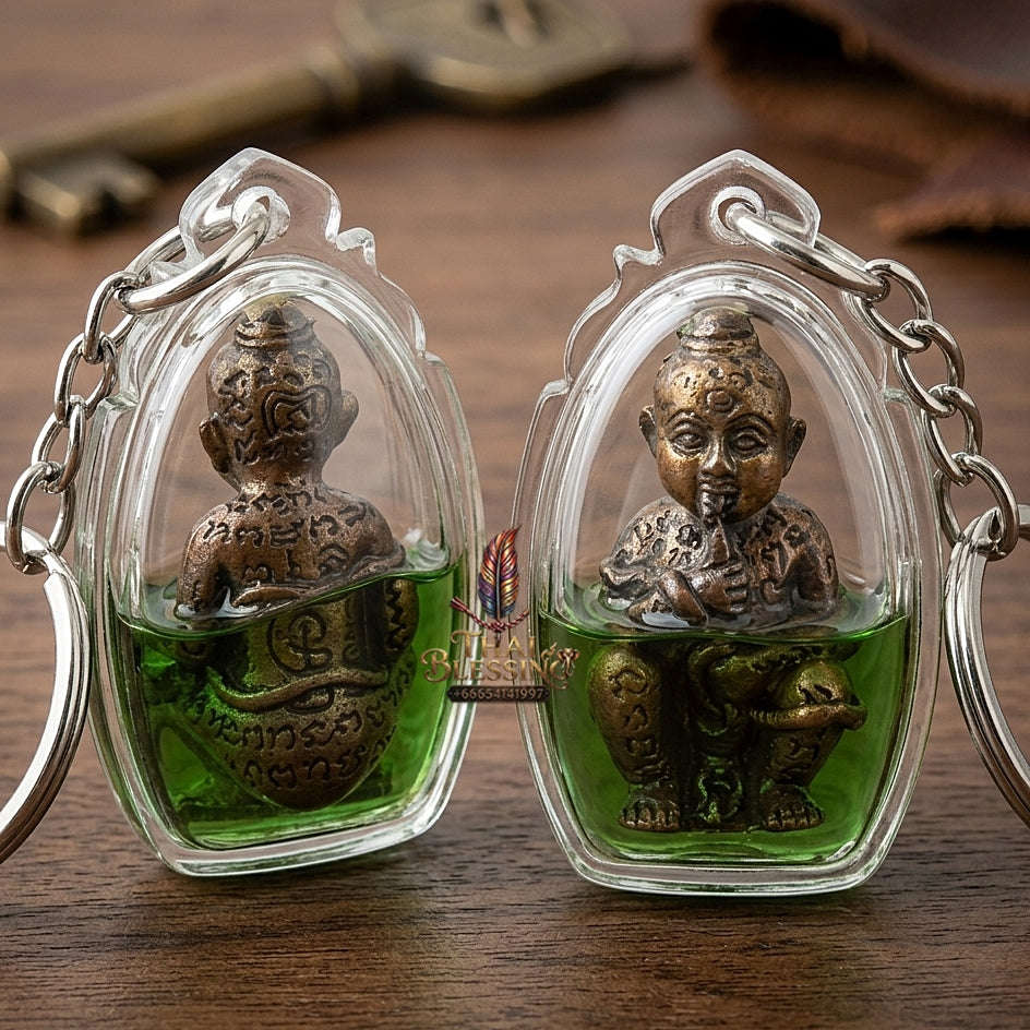 💥 ETERNAL SUSTENANCE MAGNET! Kuman Dut Rok Placenta-Sucking Child Spirit in Sacred Oil for Abundant Wealth, Business Success, and Curio Collectible Heritage