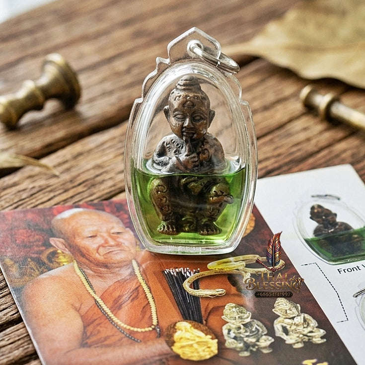 💥 ETERNAL SUSTENANCE MAGNET! Kuman Dut Rok Placenta-Sucking Child Spirit in Sacred Oil for Abundant Wealth, Business Success, and Curio Collectible Heritage