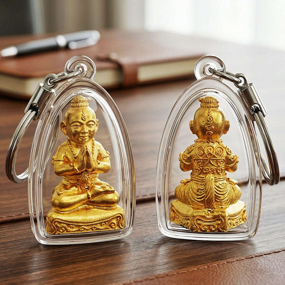 💥 GOLDEN WEALTH MAGNET! Grade Gold-Plated Kuman Phrai Sitthi Chok Wealth Effigy for Infinite Cash Flow, Business Success, and Curio Collectible Heritage