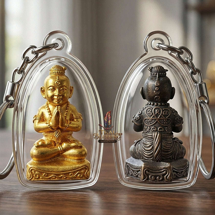 💥 GOLDEN WEALTH MAGNET! Grade Gold-Plated Kuman Phrai Sitthi Chok Wealth Effigy for Infinite Cash Flow, Business Success, and Curio Collectible Heritage
