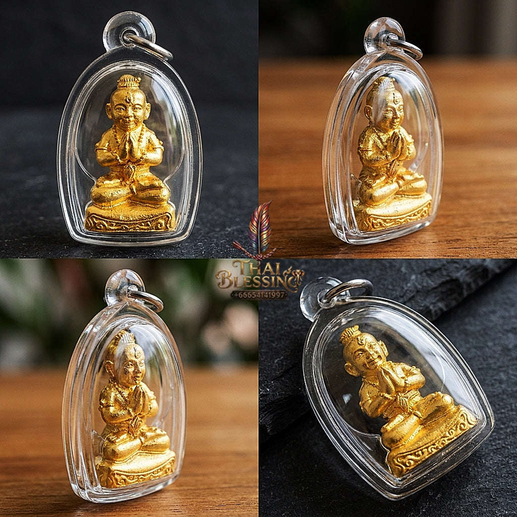 💥 GOLDEN WEALTH MAGNET! Grade Gold-Plated Kuman Phrai Sitthi Chok Wealth Effigy for Infinite Cash Flow, Business Success, and Curio Collectible Heritage