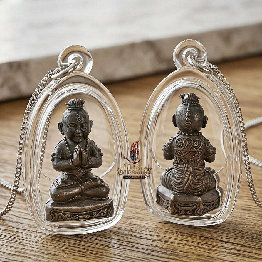💥 BLACK-BRONZED WEALTH MAGNET! Kuman Phrai Sitthi Chok Phrai Child Spirit Effigy for Abundant Wealth, Business Success, and Curio Collectible Heritage