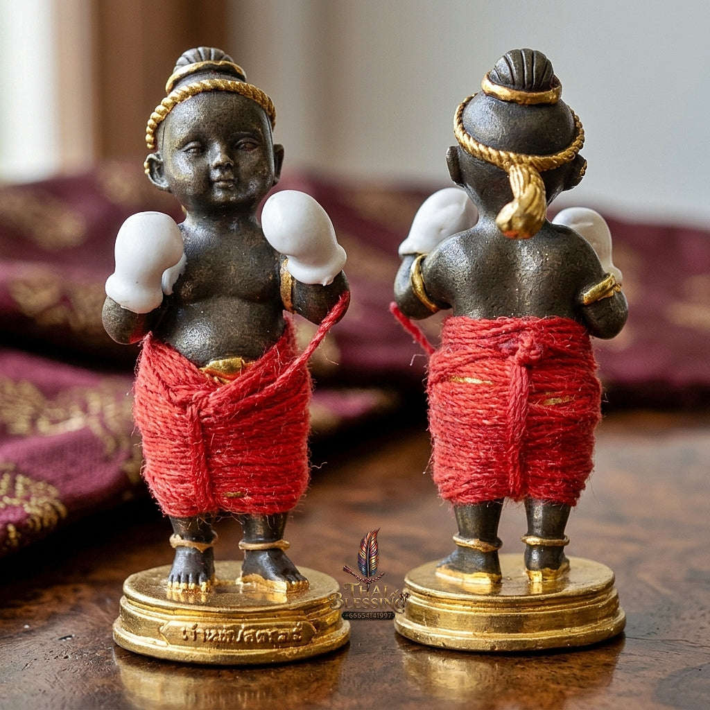 💥 BELL-METAL TWIN WEALTH MAGNET! Kuman Setthi Faet Siam Chok Muai Siamese Twin Boxer Bell-Metal Bronze Effigy for Abundant Wealth, Business Success