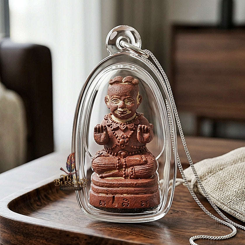 💥 SPECIAL-FILLED WEALTH MAGNET! Kuman Thong Bronze Effigy with Silver Takrut for Abundant Wealth, Business Success,