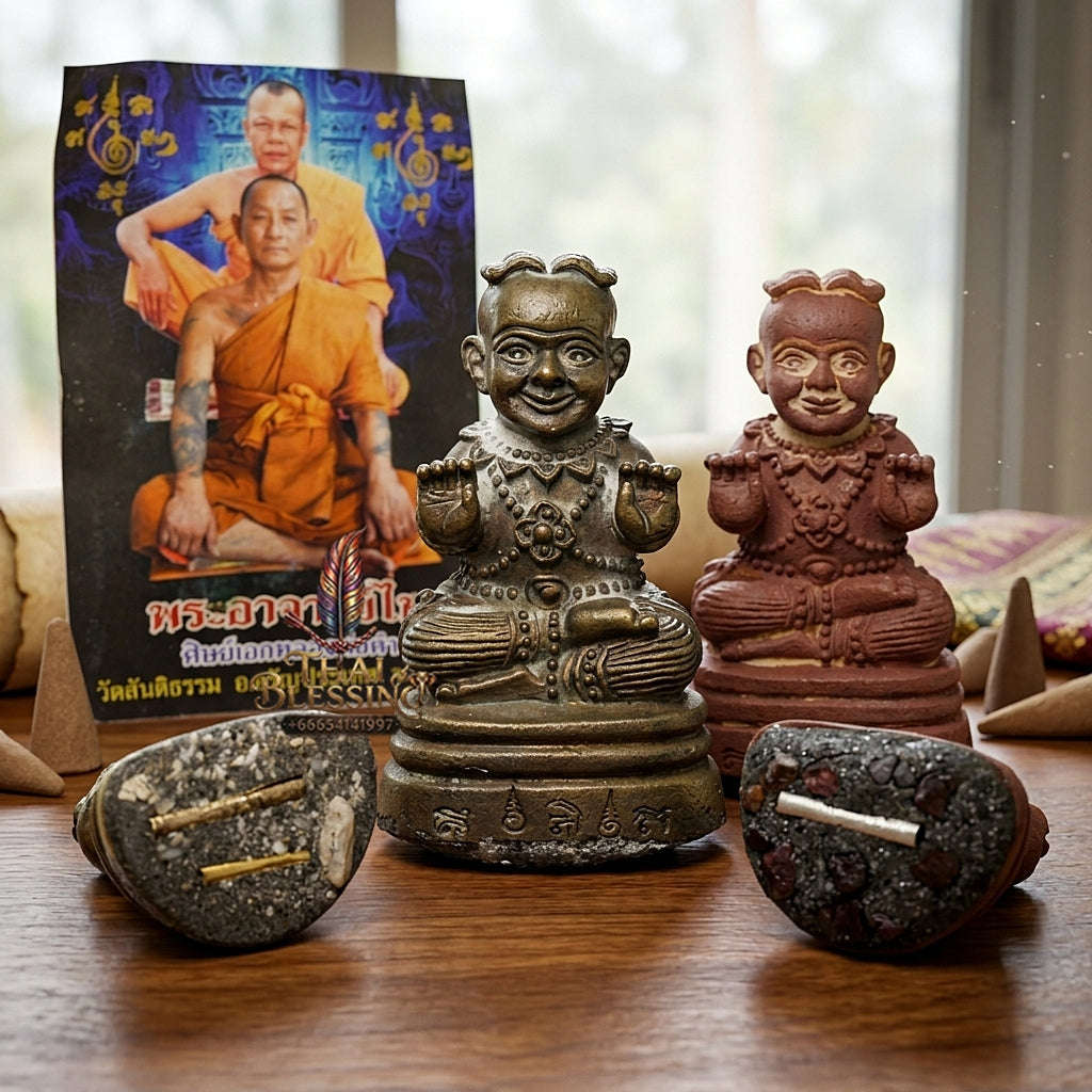 💥 SPECIAL-FILLED WEALTH MAGNET! Kuman Thong Bronze Effigy with Silver Takrut for Abundant Wealth, Business Success,