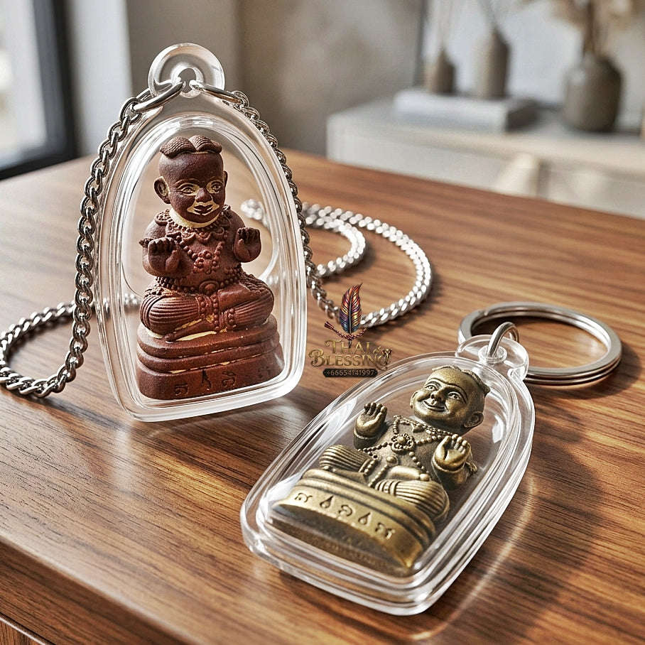 💥 SPECIAL-FILLED WEALTH MAGNET! Kuman Thong Bronze Effigy with Silver Takrut for Abundant Wealth, Business Success,