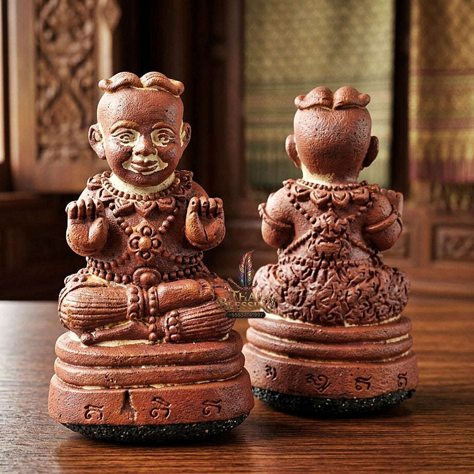 💥 SPECIAL-FILLED WEALTH MAGNET! Kuman Thong Bronze Effigy with Silver Takrut for Abundant Wealth, Business Success,