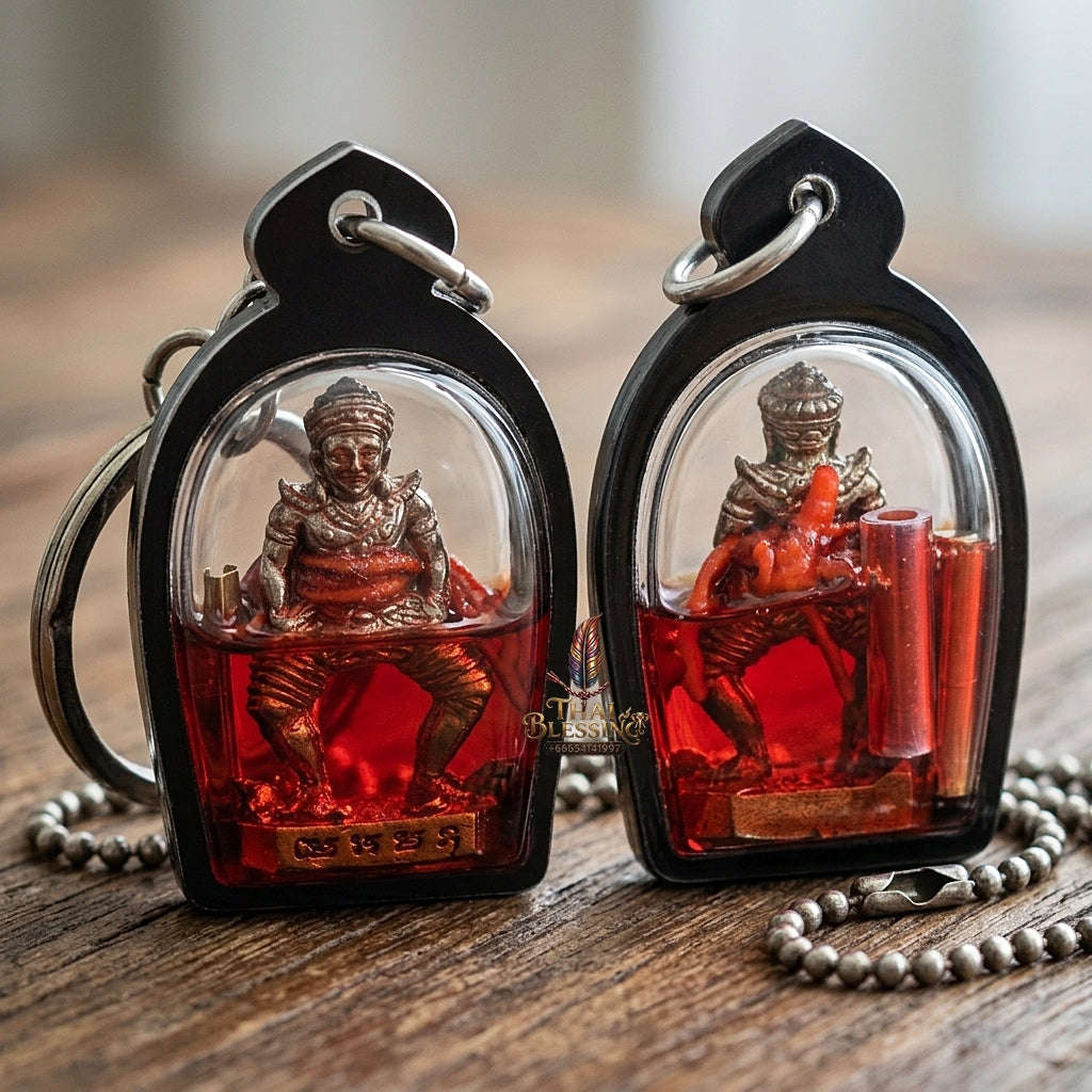 💥 KHMER GUARDIAN & ATTRACTION MAGNET! Phra Sila Laeng Aeng White-Bronze Statuette in Wan Kai Daeng Oil with Dual Takrut for Absolute Influence, Wealth, and Curio Collectible Heritage