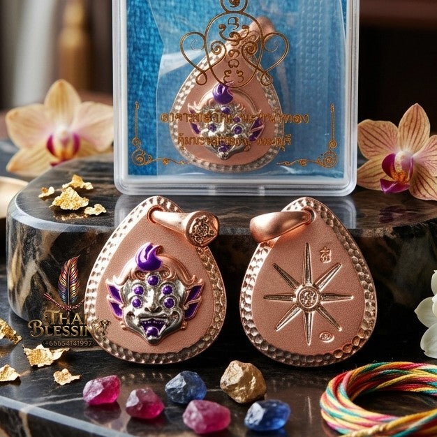 ✨ จี้ "สี่หูห้าตา" (เนื้อสัมฤทธิ์ชุบพิงค์โกลด์ลงยา) ปี 2564 โดย อาจารย์สุบิน นะหน้าทอง: เทพเจ้าแห่งโชคลาภระดับพรีเมียม ที่บันดาลให้ผู้บูชาร่ำรวยพลิกฐานะได้อย่างอัศจรรย์!