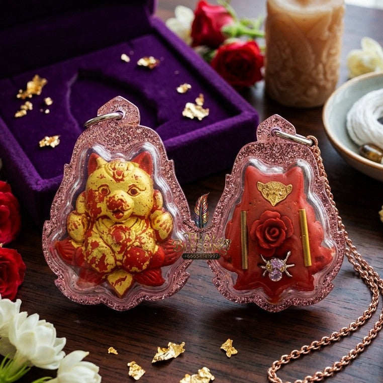 ✨ "นางพญาจิ้งจอกเก้าหาง" รุ่นเทพเศรษฐี เนื้อว่านไก่แดง (ปี 2562) โดย ครูบาเต่า วัดอุโบสถบ้านเหล่า: ราชินีแห่งเมตตา มหาเสน่ห์ และโภคทรัพย์ ที่ผสานพลังว่านยาหายากเพื่อความรักและความมั่งคั่งทวีคูณ!