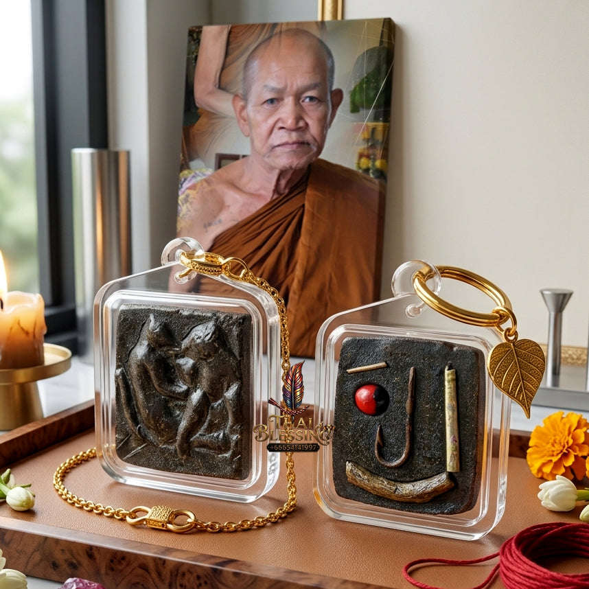 ✨ [The Primal Beast of Uncontrollable Desire: Master-Occult Edition] Sacred "Khu Inn Ma Duean Sip Song" (The Couple of the Twelfth-Month Dog) – Master-Blessed by Luang Pho Pun, Wat Pa Ban Sang (2019)