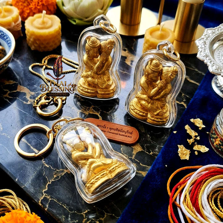 ✨ [The Sovereign of Infinite Attachment & Primal Passion] Sacred "Inn Khu Phukphan Kasan Sawat" (The Couple of Binding Desire) – Master-Edition: Bronze Alloy & Sacred Powder Blend – Ban Khum Thewa (2021)
