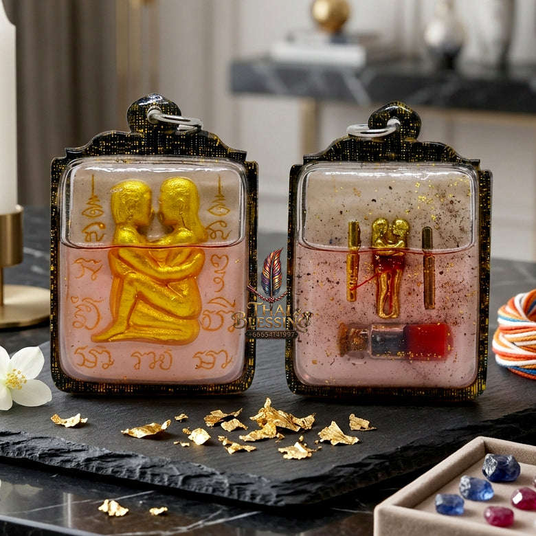 ✨ [The Sovereign of Infinite Purity: Master-Oil Edition] Sacred "Inn Khu Ruai Saneh" (The Couple of Abundant Charm) – Special "White Edition" – Master-Blessed by Lersi Ruai Chak Phet (2019)