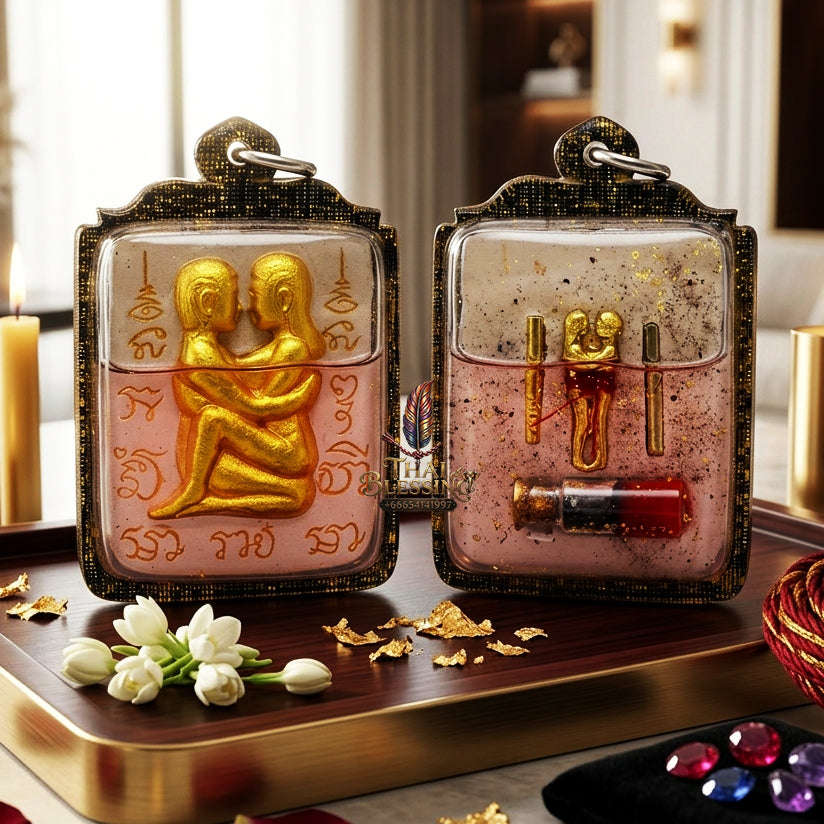✨ [The Sovereign of Infinite Purity: Master-Oil Edition] Sacred "Inn Khu Ruai Saneh" (The Couple of Abundant Charm) – Special "White Edition" – Master-Blessed by Lersi Ruai Chak Phet (2019)