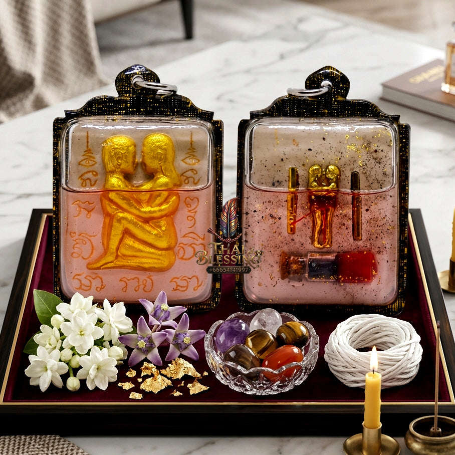 ✨ [The Sovereign of Infinite Purity: Master-Oil Edition] Sacred "Inn Khu Ruai Saneh" (The Couple of Abundant Charm) – Special "White Edition" – Master-Blessed by Lersi Ruai Chak Phet (2019)