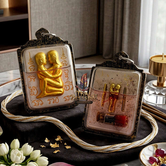 ✨ [The Sovereign of Infinite Purity: Master-Oil Edition] Sacred "Inn Khu Ruai Saneh" (The Couple of Abundant Charm) – Special "White Edition" – Master-Blessed by Lersi Ruai Chak Phet (2019)