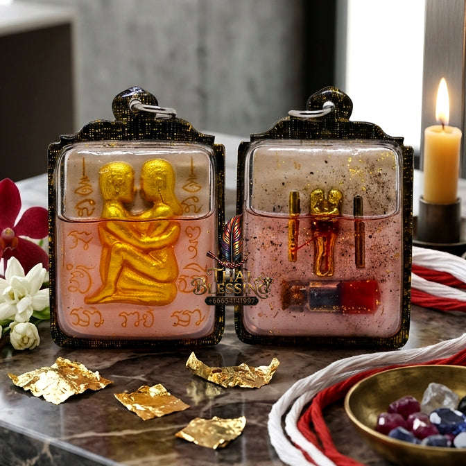 ✨ [The Sovereign of Infinite Purity: Master-Oil Edition] Sacred "Inn Khu Ruai Saneh" (The Couple of Abundant Charm) – Special "White Edition" – Master-Blessed by Lersi Ruai Chak Phet (2019)