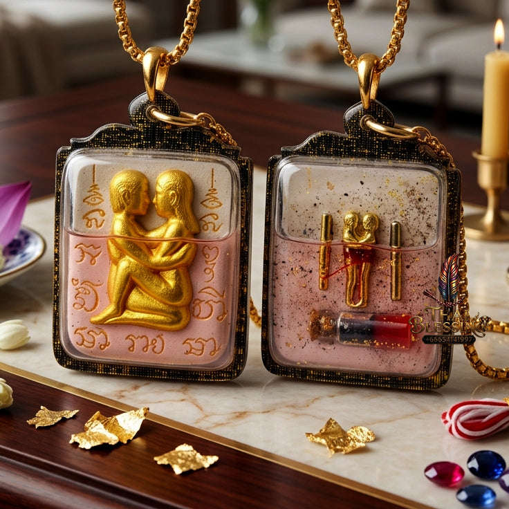 ✨ [The Sovereign of Infinite Purity: Master-Oil Edition] Sacred "Inn Khu Ruai Saneh" (The Couple of Abundant Charm) – Special "White Edition" – Master-Blessed by Lersi Ruai Chak Phet (2019)