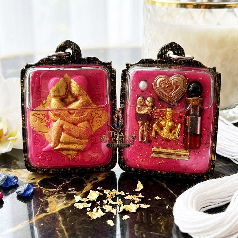✨ [The Sovereign of Infinite Romance: Master-Oil Edition] Sacred "Inn Khu Ruai Saneh" (The Couple of Abundant Charm) – Special "Pink Edition" – Master-Blessed by Lersi Ruai Chak Phet (2019)