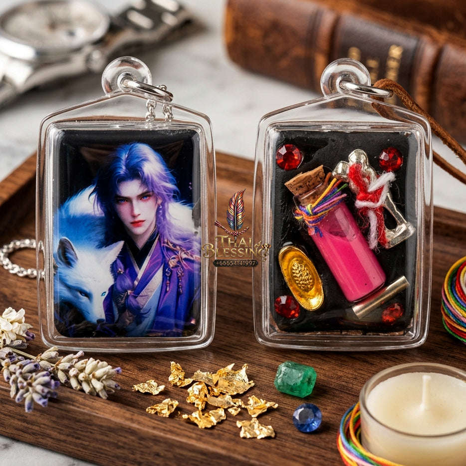 ✨ [The Sovereign of Mystical Allure: The 2025 Master-Edition] Sacred "Male Fox Deity Locket" (The Nine-Tailed Fox King of Wealth & Charm) – Master-Blessed by Kruba Baeng, Wat Ban Tanot (2025/2568)
