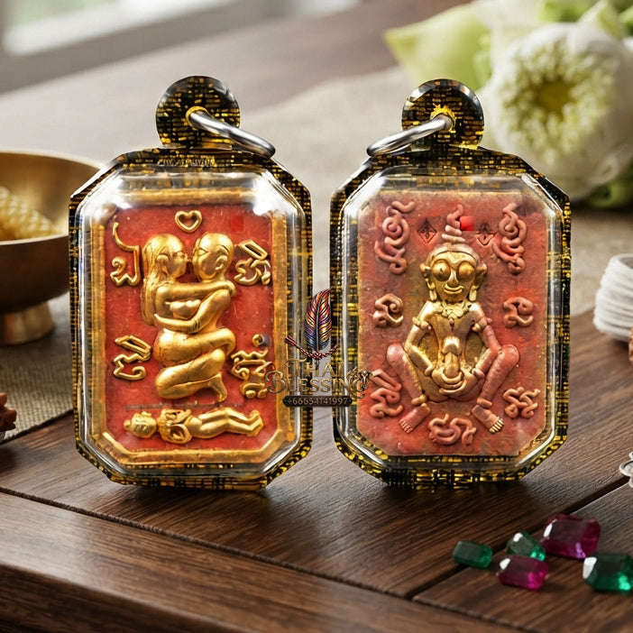 ✨ [The Sovereign of Primal Attraction & Boundless Wealth] Sacred "Inn Khu Saneha Pha Ruay" (The Couple of Desire & Prosperity) – Special Edition: Crafted from the Legendary "Red Chicken" (Kai Daeng) Herb