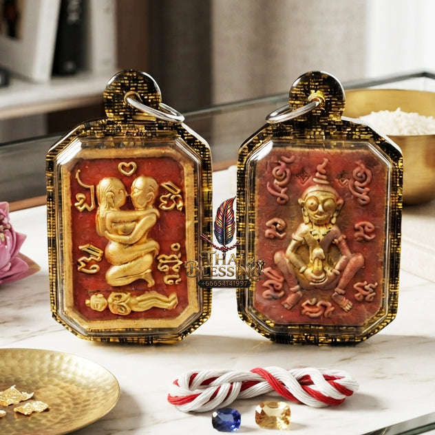 ✨ [The Sovereign of Primal Attraction & Boundless Wealth] Sacred "Inn Khu Saneha Pha Ruay" (The Couple of Desire & Prosperity) – Special Edition: Crafted from the Legendary "Red Chicken" (Kai Daeng) Herb