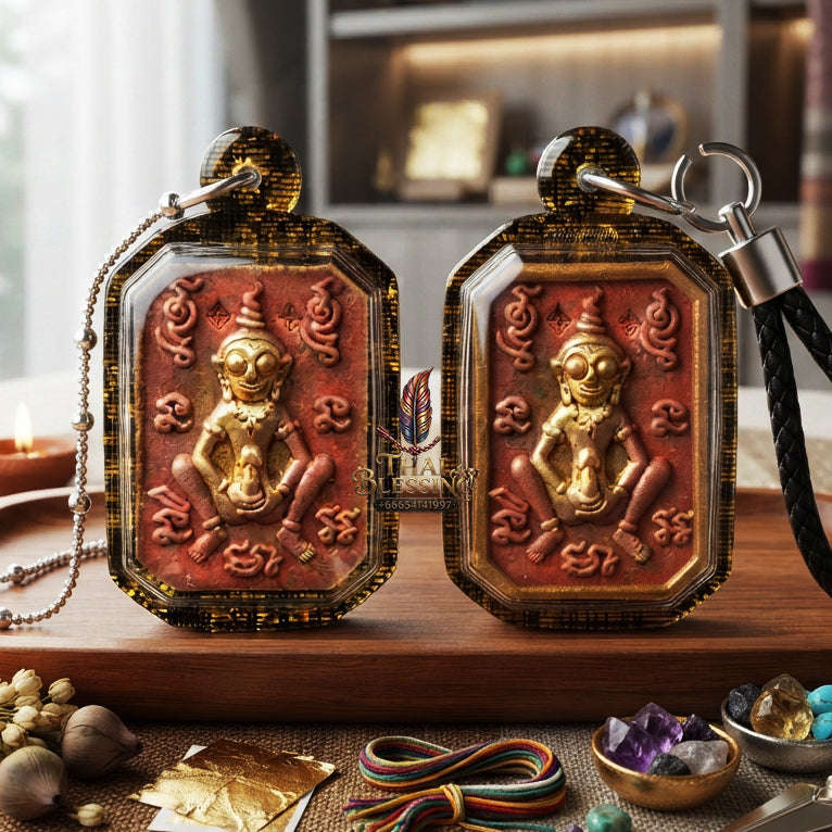 ✨ [The Sovereign of Primal Attraction & Boundless Wealth] Sacred "Inn Khu Saneha Pha Ruay" (The Couple of Desire & Prosperity) – Special Edition: Crafted from the Legendary "Red Chicken" (Kai Daeng) Herb
