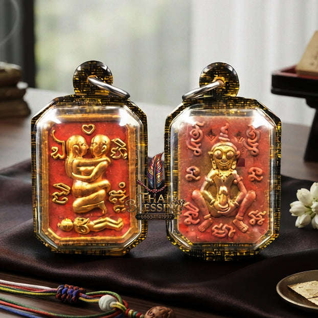 ✨ [The Sovereign of Primal Attraction & Boundless Wealth] Sacred "Inn Khu Saneha Pha Ruay" (The Couple of Desire & Prosperity) – Special Edition: Crafted from the Legendary "Red Chicken" (Kai Daeng) Herb
